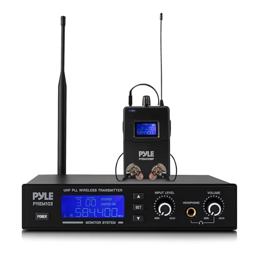 Pyle Wireless in-Ear Monitor System - Pro Metal IEM with Bodypack Receiver, 220 Frequencies, Stereo L&R Inputs, Mono Output, 164 ft Range, Passive Noise Cancelling for Stage, Studio, Live Performance
