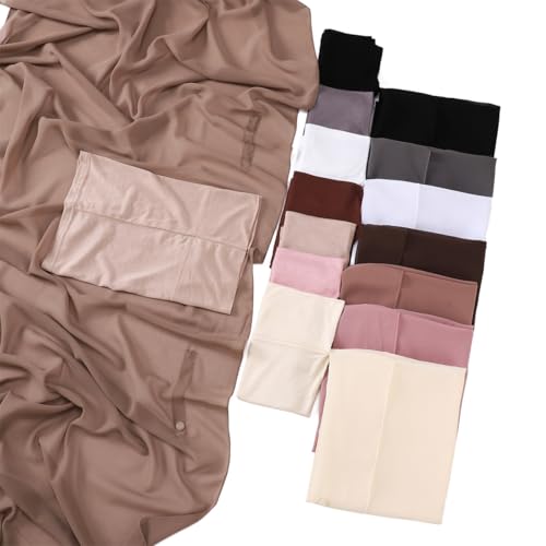Instant Chiffon Hijab Set 3-in-1 Hijabs Scarf with Built-in Magnets and Undercap Head Wraps with Model Cap3