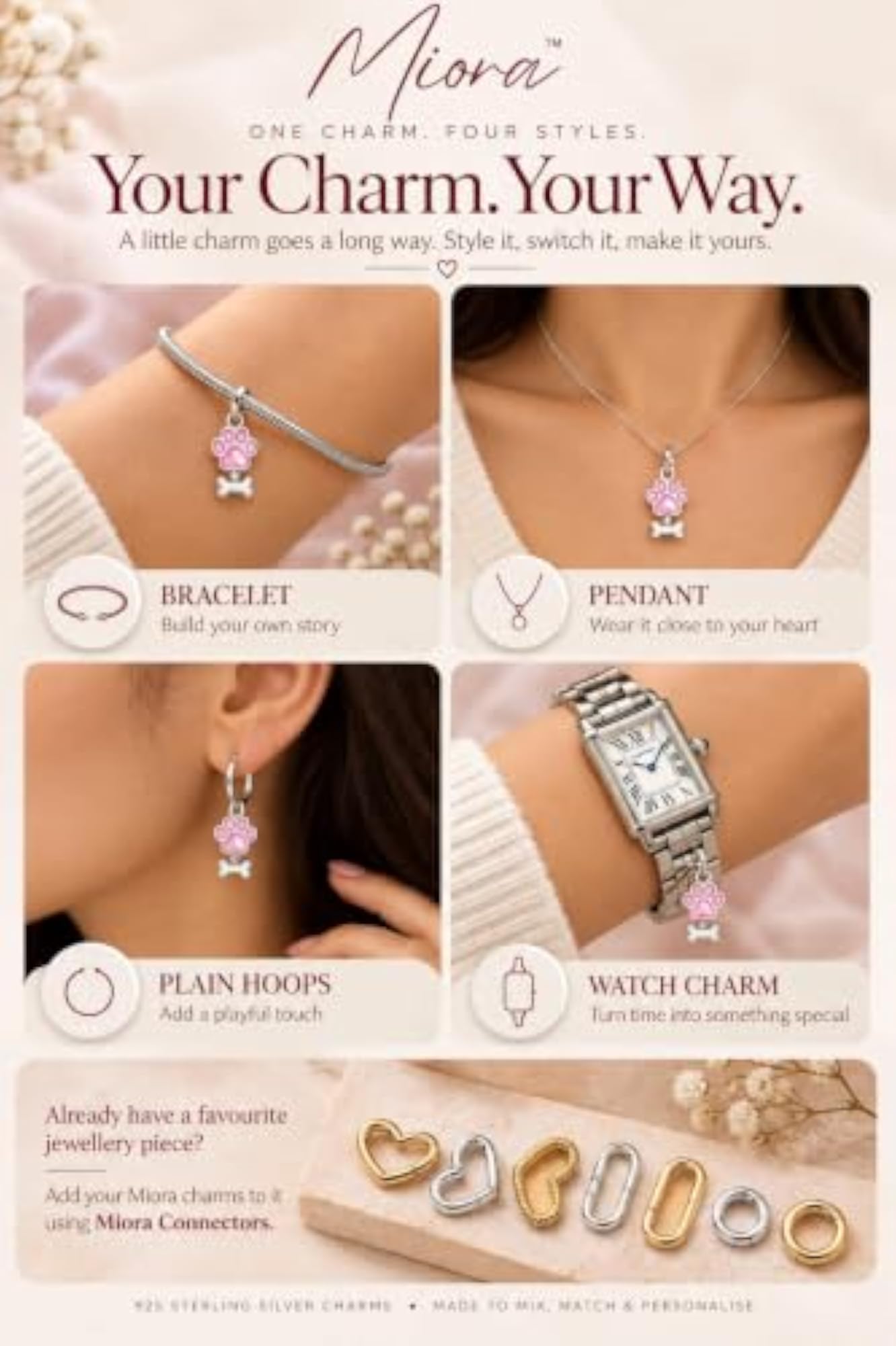 Women's 925 Sterling Silver Classic Polished Pendant Charm