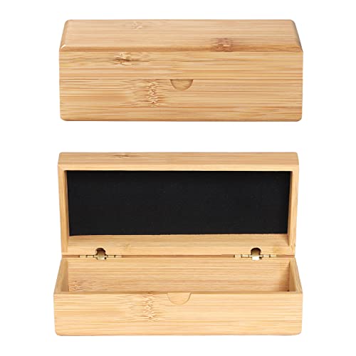 molshine Sunglasses Case,Bamboo Wood Box for Eyeglasses,Eyewear Case(Glasses is Not Included) (Cuboid-Bamboo Color)