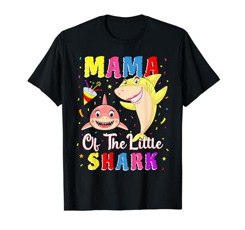 Mama Of The Little Shark Mom Daughter Birthday Party Camiseta