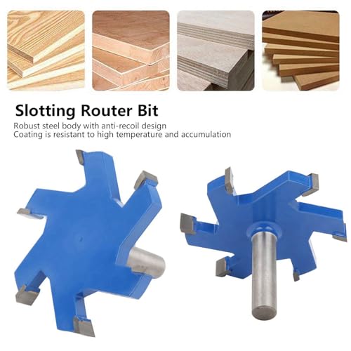Baxnore Schlitzfräser, T-förmiger Fräser, 12-mm-Schaft-Holzschneidewerkzeug, 6-Zahn-Fräser, Schlitzfräser-Werkzeug für die Holzbearbeitung