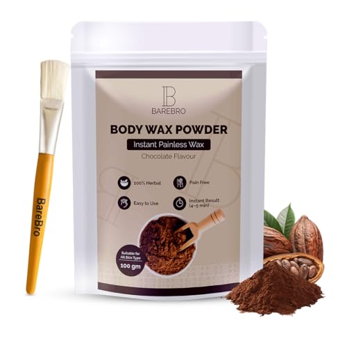 Image of Chocolate Hair Removal Wax Powder for Women & Men | Professional & Painless Herbal Wax Powder with Natural Ingredients for All Skin Types | Quick, Easy to Apply Hair Removal for Smooth Skin with No Irritation or Skin Rashes 100 gms