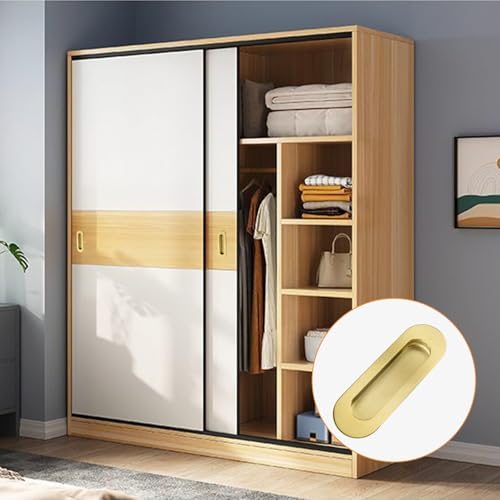 Poignée de porte coulissante encastrable et ergonomique en inox doré pour placard et tiroir - 7