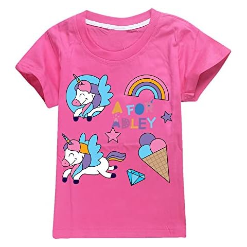 XWSM A for Adley Kids Cotton T Shirt Boys Girls Sweatshirts A for Adley Merch Kids Solid Color Shirts (Rose red,140cm,7 Years,8 Years) Cover