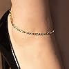 LIFETIME JEWELRY 4mm Diamond Cut Star Flat Link Chain Anklet 24k Real Gold Plated (Gold, 9) #2