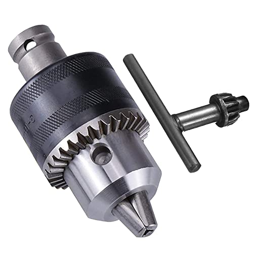 Treki Portabrocas Taladro con Adaptador 1.5-13mm Portabroca de 1/2-20UNF Portabrocas con Llave de Mandril Taladro para Conversión de Llave de Impacto