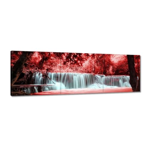 Peinture imprimée sur toile cascade rouge pour salon contemporain 150x50