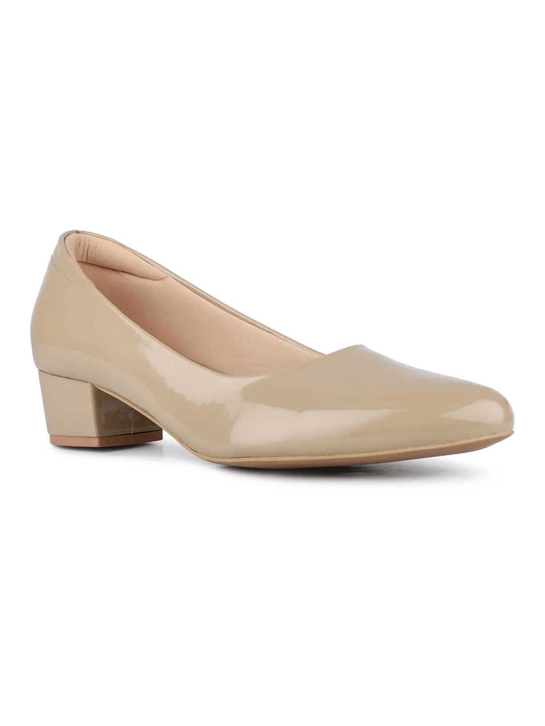 inc.5 Womens Women Beige Casual Wear Solid Pointed Block Heel Pumps Pump-picture-53