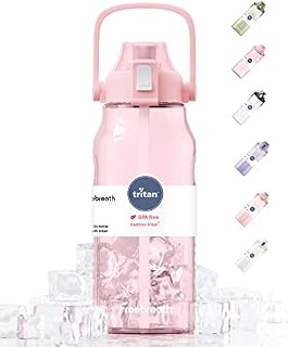 2 Litre Water Bottle, Authorized EASTMAN TRITAN Material Large Water Bottle, 100% BPA Free Sports Water Bottle With Straw for Gym, Fitness, Outdoor, Exercise (Transparent Pink)