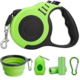 PETIMP Retractable Dog Leash Lightweight 16FT Leash, with Folding Bowl,Dispenser,Waste Bags, for Small Medium Dogs(Green)