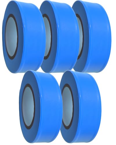 NXRACSH Blue Flagging Tape - Non-Adhesive Hi-Vis Plastic | 5 Rolls (1\" x 500\') | Fade-Resistant for Surveyor, Tree Marking, Hunting Trail, Boundaries & Hazardous Areas Workplace