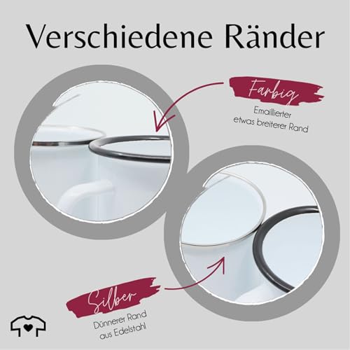 Emaille Becher Blechbecher - Tassen - Du bist einfach flunderbar I Pärchen Geschenke Spruch Flunder Kompliment I Liebeserklärung Geschenk Freundschaft I Paar Geschenke - 300 ml - Weiß Silber