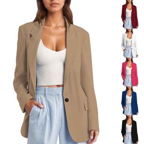 Womens Blazer Lightweight Long Sleeve Summer Jacket Casual Open Front Cardigan Notch Collar Blazers with Fake Pockets