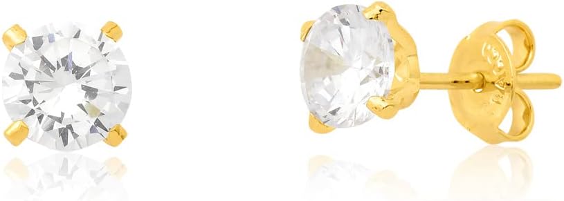 Cracco 18k Gold Plated Earring with Zirconia, Hypoallergenic Gold Plated Earring, Women for Earring, Light Point Earring, Yellow Gold, Cubic Zirconia