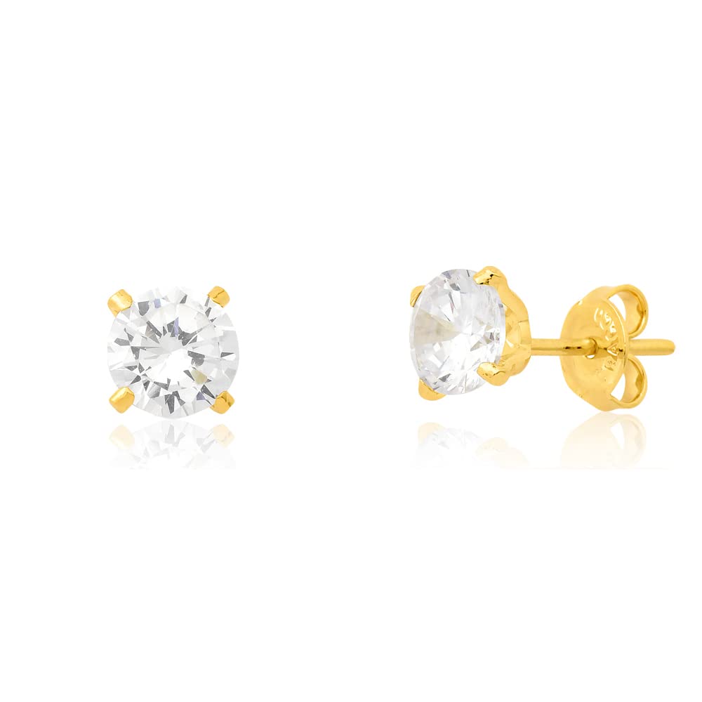 Cracco 18k Gold Plated Earring with Zirconia, Hypoallergenic Gold Plated Earring, Women for Earring, Light Point Earring, Yellow Gold, Cubic Zirconia