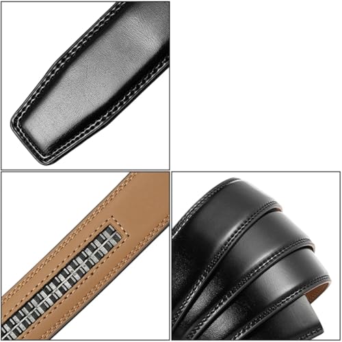 Men 31Mm Leather Belts Brown Alloy Automatic Buckle Without Holes Suit Belt Brown 2 110cm3
