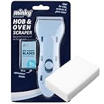 Minky Hob & Oven Scraper with 5 Replacements and Magic Sponge Eraser – Glass, Ceramic & Induction Hob Cleaning Tool Set for Burnt-On Food, Grease & Stains