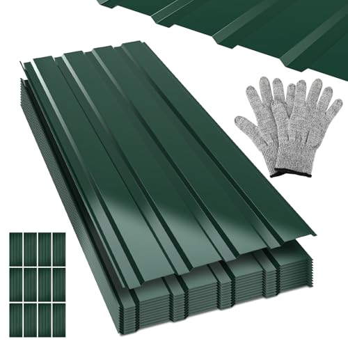 Tôle ondulée verte de 18.63 m² à surface lisse avec gants
