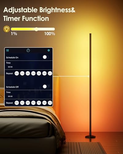 Image of Led Corner Lamp, 65 inch Color Changing Corner Lamp with Remote Control, Rgb Dimmable Music Sync Floor Lamp, Modern Smart Floor Lamp