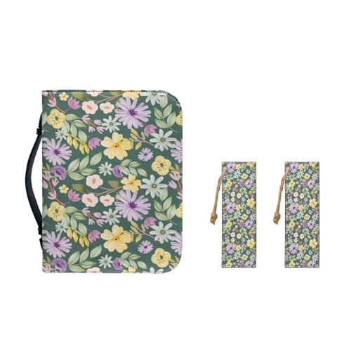Copertura della Bibbia con segnalibro pelle PU copertura borsa per ragazze Studio Forniture regalo cristiano Grazioso motivo floreale L-10.2x7x1.9