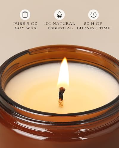 Image of AOOVOO Hello Winter Candle - Large Pine Scented Soy Wax Aromatherapy Candle, 9 oz