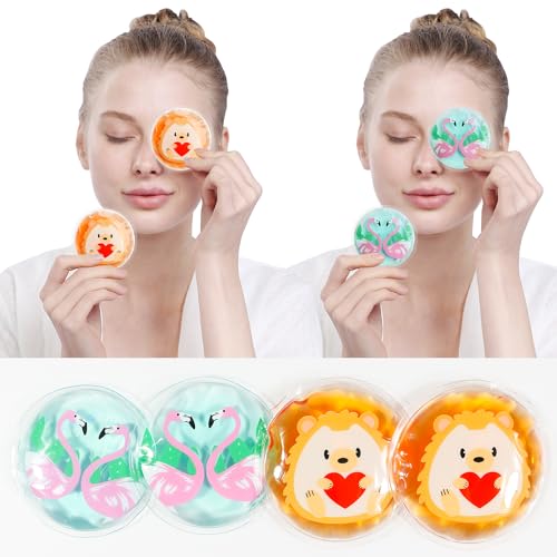Image of Gel Ice Pack Reusable, Cooling Eye Pads and Patches, Hot and Cold Eye Pads - Soothing, Revitalizing, Puffiness, Refresh, Relieves Stress, Relax, Relieves Puffiness(2 Hedgehogs+2 Red-crowned cranes)