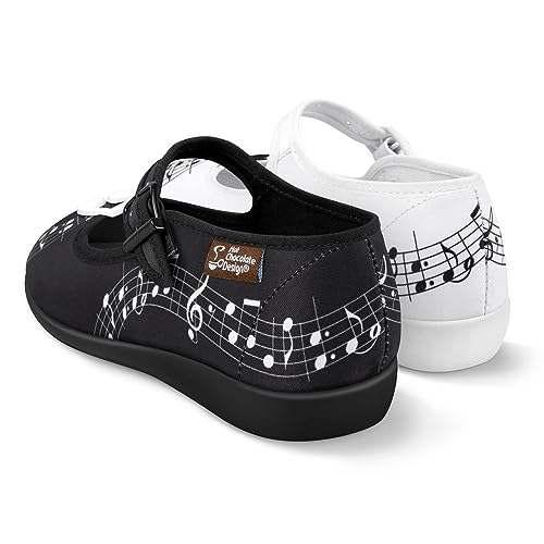 Image of Hot Chocolate Design Whimsical Women's Mary Jane Flats | Adjustable Buckle Strap, Round Closed Toe, Cushioned Insole, Vegan Textile, Lightweight All-Day Wear