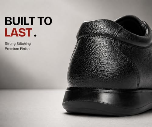 Image of Kraasa Men's Formal Lace-Up Shoes | Vegan Leather Upper | Airmix Sole | High Cushioning | Lightweight & Comfortable Office Dress Shoes