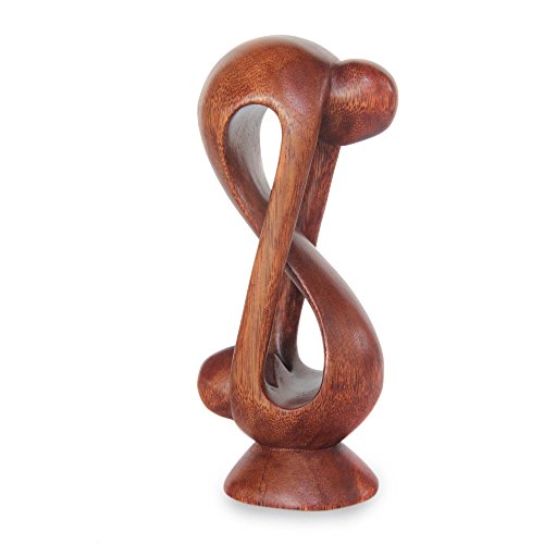 NOVICA Romantic Love Suar Wood Abstract Human Figure Sculpture, 7.5