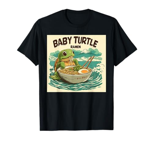 Ocean Japanese Wave Art Monte Fuji Baby Turtle Ramen Camiseta