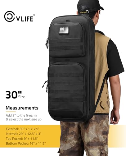 CVLIFE 30" 34" Soft Rifle Case Gun Backpack, Double Rifle Backpack Gun Bag Gun Case Covert Bug Out Bag, with Lockable Zipper for Hunting Shooting - Image 7