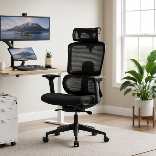 Image of Varaha Beast BIS Certified Ergonomic Office High Back Chair | 5 Year Warranty | Adjustable 2D Headrest, 3D PU Armrest, Seat Sliding Mechanism with 3 Multilock Recline| Gaming Desk Chair for Home,Black