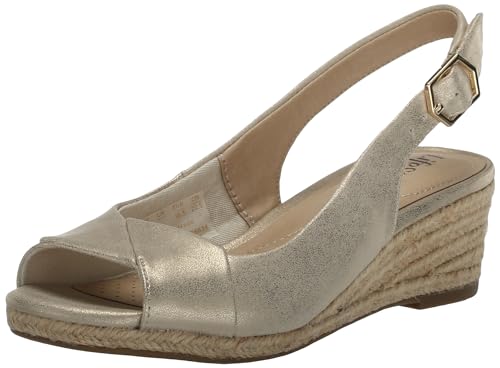 LifeStride Women's Socialite Espadrille Wedge Sandal, Platino Gold, 6.5 Wide by LifeStride - Used condition - CA$29.79