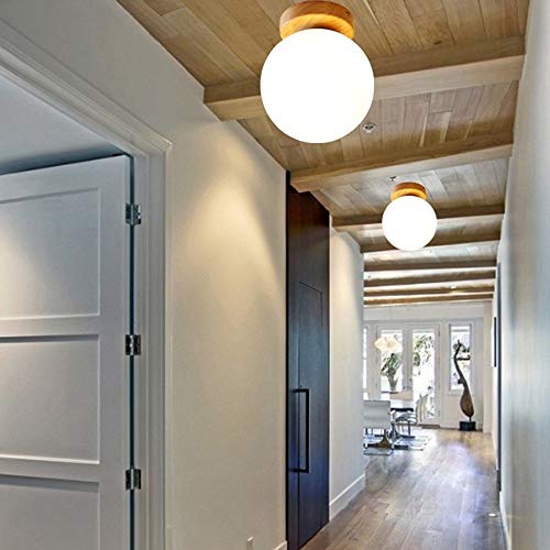 Lámpara de techo de madera E27 con diseño esférico mini para iluminación interior moderna 5