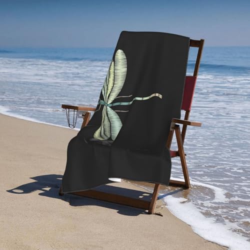 Serviette de bain microfibre libellule noire 81x132 cm