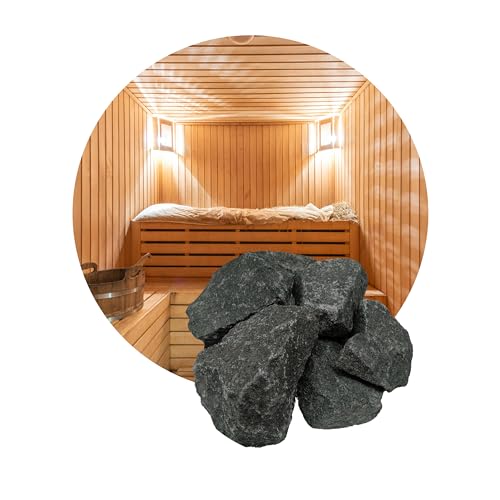 Saunasteine 20 kg Olivine-Diabase Super XXL Größe 13cm bis 20 cm Schadstofffrei, Hand ausgewählt Sauna Aufgussmittel geeignet für Elektro- oder Holzsaunaöfen Saunazubehör TÜV geprüft Asbest frei