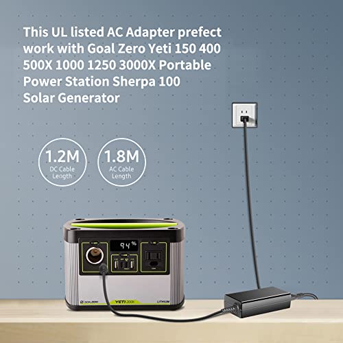 HKY 15V Ac Adapter Compatible with Goal Zero Yeti 150 400 200X 500X Portable Power Station Sherpa 100 Solar Generator PN:31901 22004 23000 Goal Zero Replacement Power Supply Cord Battery Charger… by HKY - Used condition - US$13.68