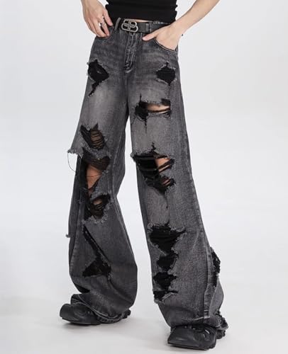Baggy Jeans for Women Men Ripped Straight Leg Pants High Waisted Distressed Jeans Y2K Grunge Summer Clothes.2
