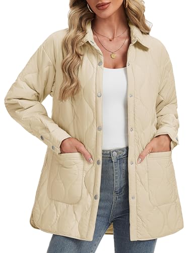 YUCOLEN Women's Quilted Jacket Trendy Long Lightweight Coat Ladies Cute