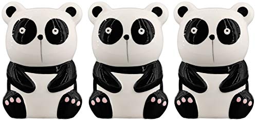 Hochwertige Luftbefeuchter 3- teiliges Set handbemalt- Tiermotive- für Heizung aus Keramik- glänzend glasiert- Wasserverdunster Verdampfer Verdunster Klima (Panda)