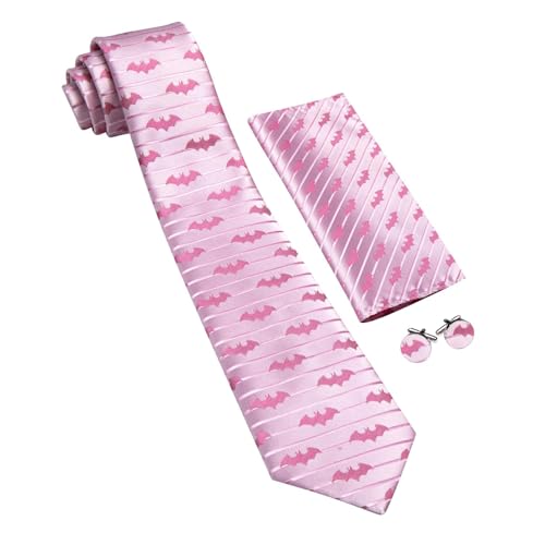 Image of Barry.Wang Man Tie Sets Skull Ties Animal Extra Long Necktie Silk Woven Handkerchief Cufflinks Festival Party Gift