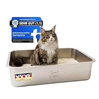 Samtpfote® Pure Grande Edelstahl Katzenklo 70×50×15 cm – Offene Katzentoilette XXL für große Katzen & Maine Coon, antibakteriell, geruchsneutral, Kratzfest