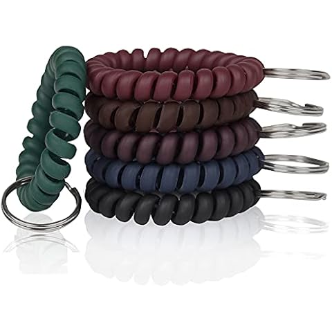 BIHRTC Pack of 6 Wrist Keychain Spiral Stretchable Plastic Coil Wrist Key Holder Stretch Wristband Elastic Stretchable Spiral Bracelet Key Holder Key Ring for ID Badge Sauna Outdoor Sport Cover