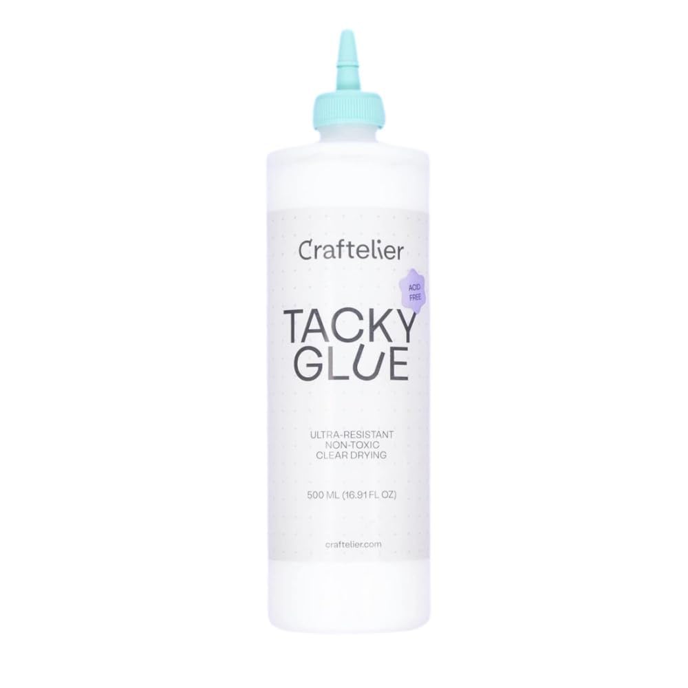 Craftelier - Tacky Glue | Pegamento Líquido Multiusos Extrafuerte para Proyectos de Scrapbooking y otras Manualidades | Secado Transparente, Flexible y Resistente - Varios Formatos (Cantidad 500 ml)