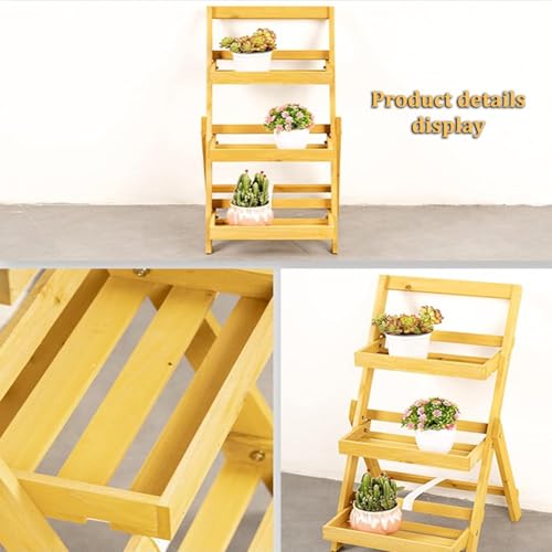 Étagère à plantes extérieur bois table rempotage pliable beige 3