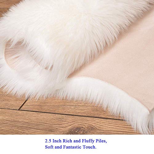 Dikoaina Classic Soft Faux Sheepskin Fur Rug White Fluffy Area Rug Shag Rug Carpets For Bedroom Living Room #TOP1