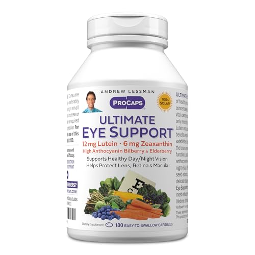 Andrew Lessman Ultimate Eye Support 180 Softgels - 12mg Lutein 6mg Zeaxanthin Bilberry Key Nutrients to Support Eye Health and Promote Healthy Vision. No Additives. Easy to Swallow Softgels