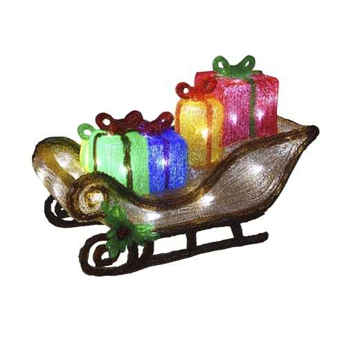 Well Home Trenó decorativo natalício com 40 luzes LED 40 x 19 x 26,5 cm