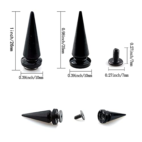 Fazhbary FSY073 40 Pairs Black Cone Spikes Punk Rivets And Screwback Studs Metal Bullet Spikes Studs For Clothing Diy Leather Craft thumb #1